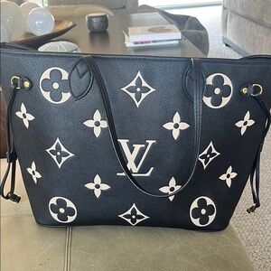 Louis Vuitton Black and White Monogram Tote Bag faux